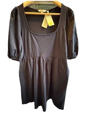Boden Black Scoop Neck Puff Sleeve Tunic